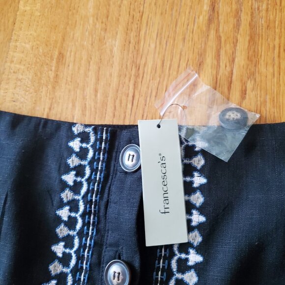 francesca's Beautiful BOHO Embroidered Linen Blend Skirt Size Med NWT - Picture 9 of 15